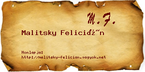 Malitsky Felicián névjegykártya
